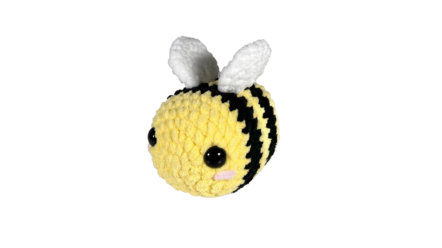 Medium sized yellow crochet bee.