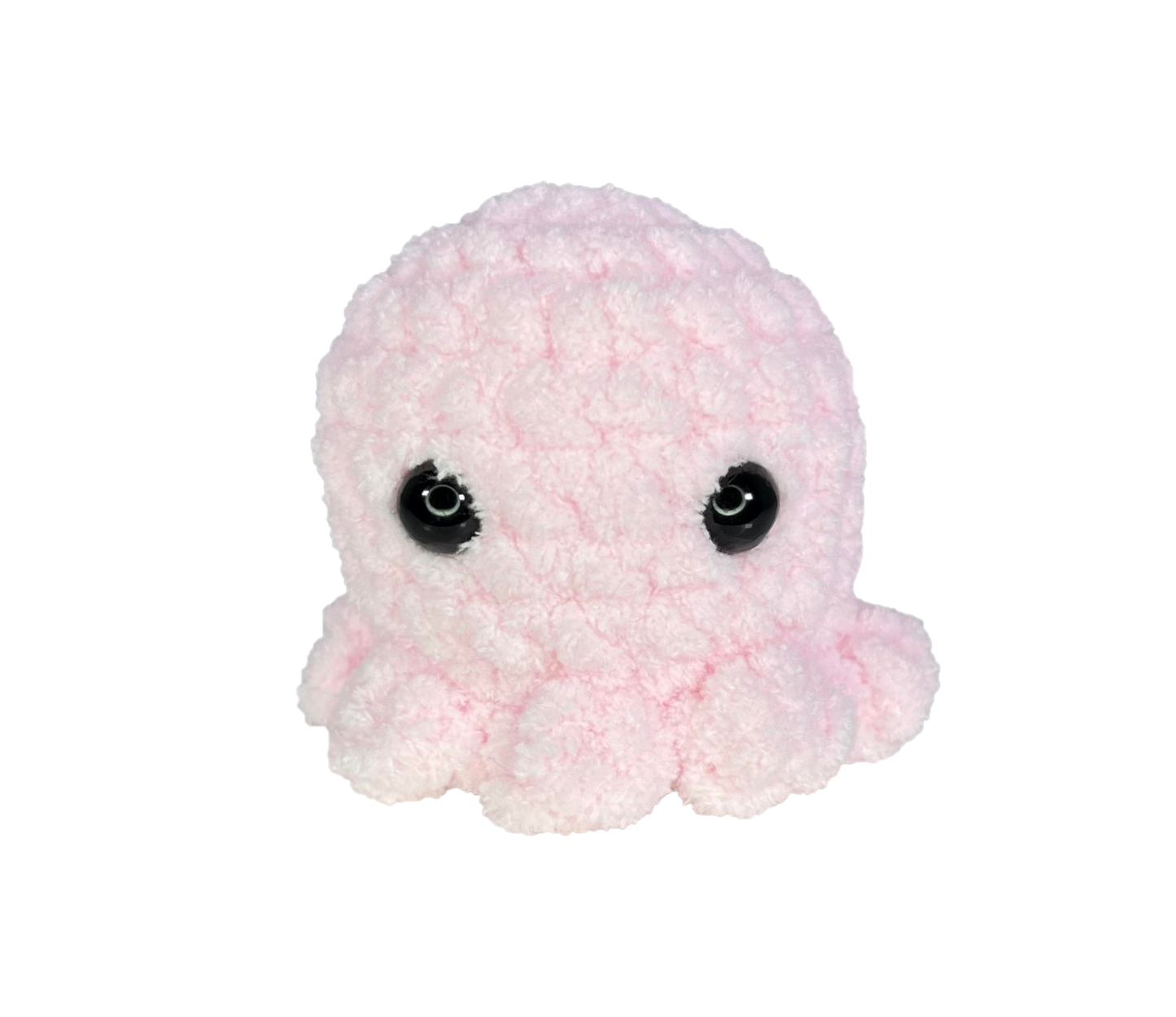 Pink crochet octopus keychain.