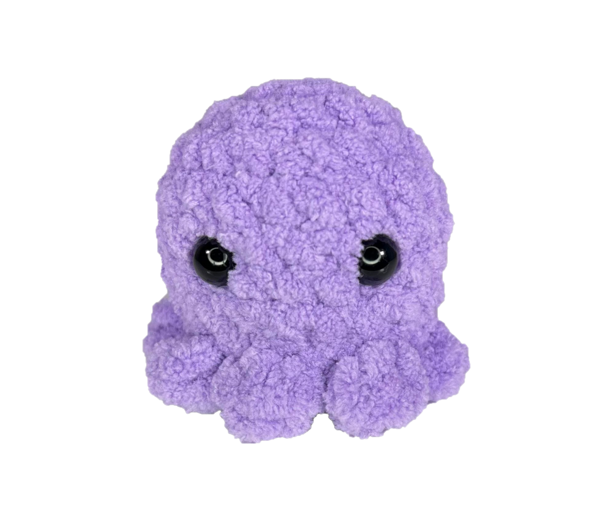 Purple crochet octopus keychain.