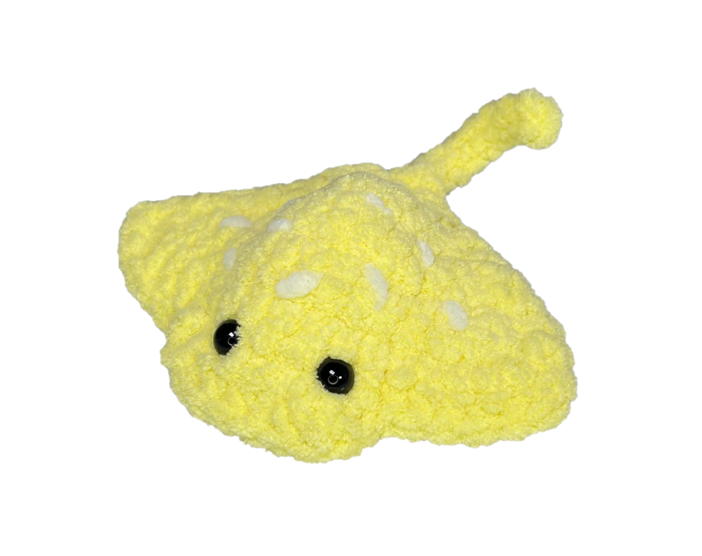 Yellow crochet manta ray.