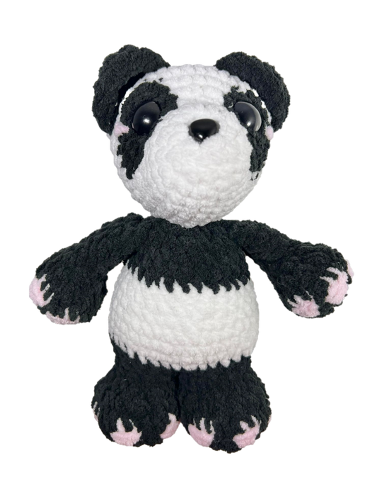 Crochet panda bear standing.