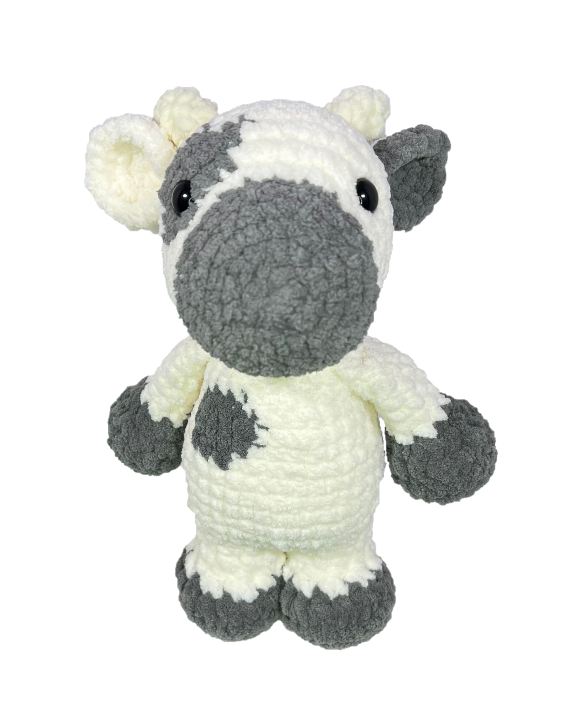 Gray crochet cow.